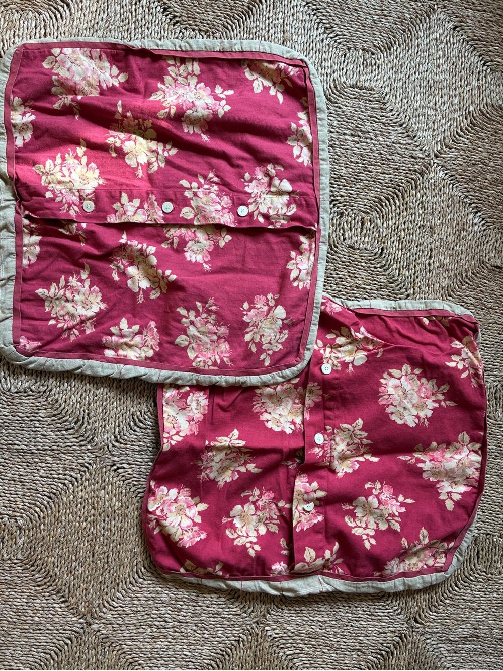 Vintage floral cottage red pillowcases